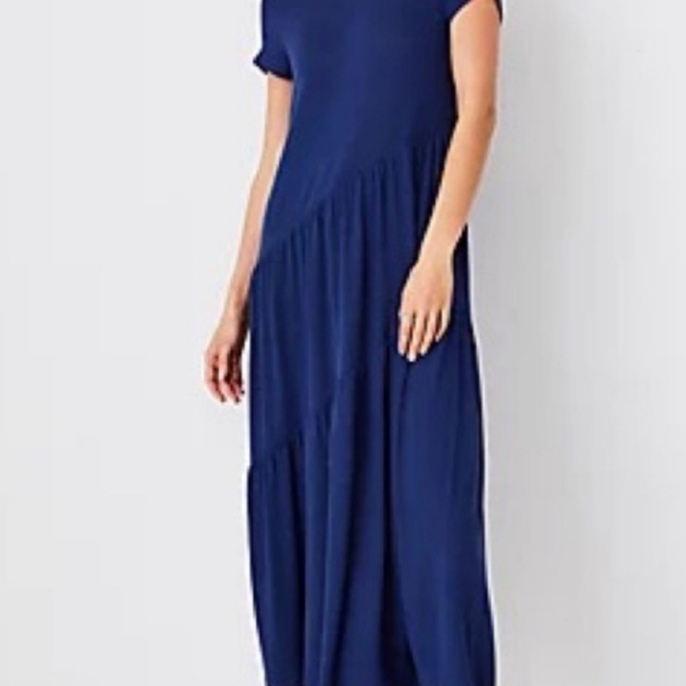 Ann Taylor Tiered Knit Maxi Dress, super soft and comfy,  lightweight, blue, L